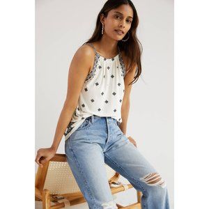 Anthropologie Embroidered Halter Tank
